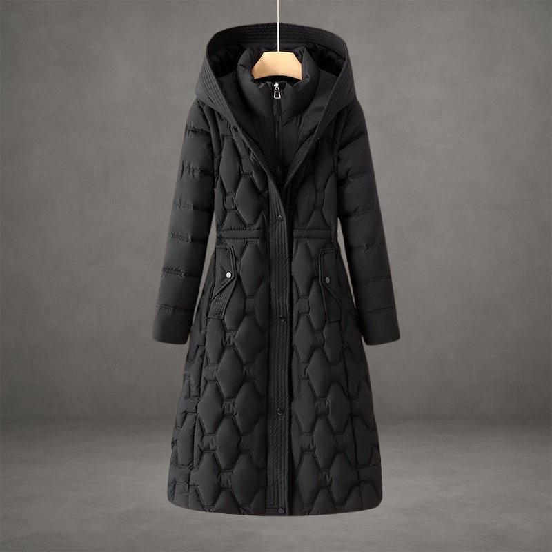 Women's Long Hooded Puffer Coat Down Filling Quilted Design Casual Winter