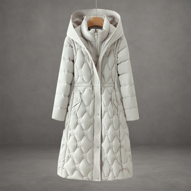 Women's Longline Hooded Winter Coat Zip Front Relaxed Fit Casual Outerwear