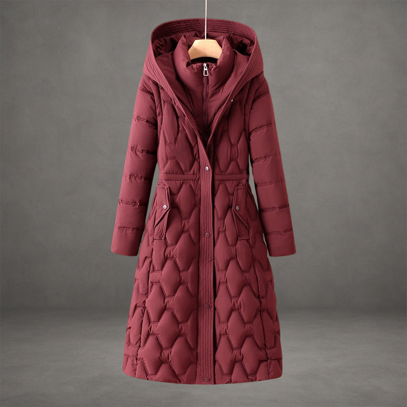 Women's Long Hooded Puffer Coat Down Filling Quilted Design Casual Winter
