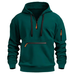 Men's Hooded Zip-Up Sweatshirt Relaxed Fit Long Sleeve Casual Everyday