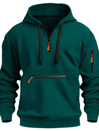 Men's Hooded Zip-Up Sweatshirt Relaxed Fit Long Sleeve Casual Everyday