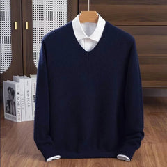 Men's V-Neck Sweater Relaxed Fit Long Sleeve Classic Casual Everyday