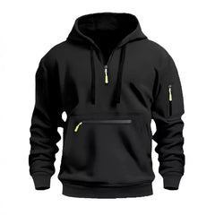 Men's Hooded Zip-Up Sweatshirt Relaxed Fit Long Sleeve Casual Everyday