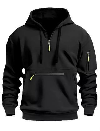 Men's Hooded Zip-Up Sweatshirt Relaxed Fit Long Sleeve Casual Everyday