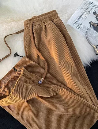 Men's Casual Corduroy Joggers Relaxed Fit Elastic Waist Everyday Wear