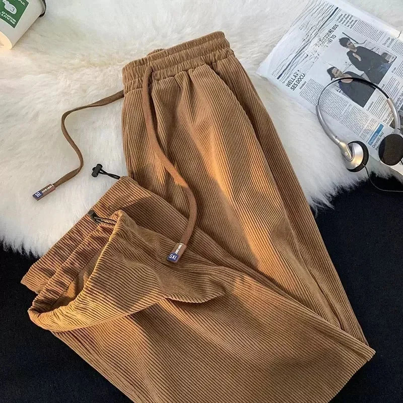 Men's Casual Corduroy Joggers Relaxed Fit Elastic Waist Everyday Wear