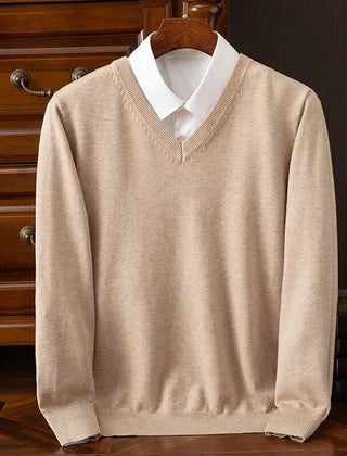 Men's V-Neck Sweater Relaxed Fit Long Sleeve Casual Everyday Layering