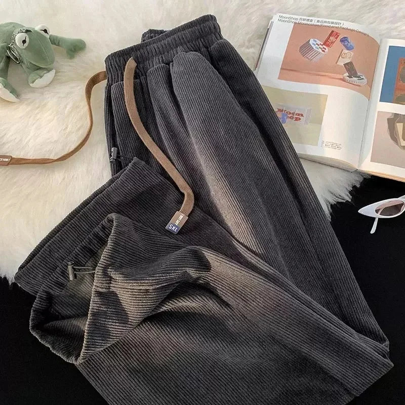 Men's Casual Corduroy Joggers Relaxed Fit Elastic Waist Everyday Wear