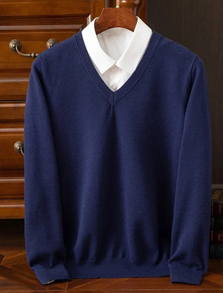 Men's V-Neck Sweater Relaxed Fit Long Sleeve Casual Everyday Layering