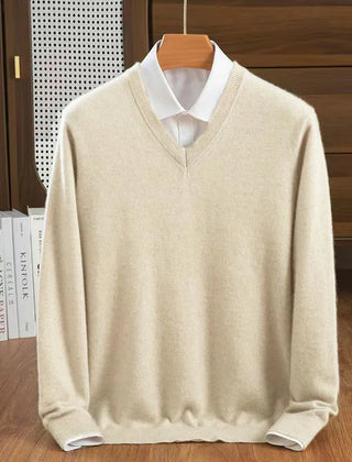 Men's V-Neck Sweater Relaxed Fit Long Sleeve Classic Casual Everyday
