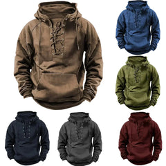Men's Retro Outdoor Hoodie Relaxed Fit Long Sleeve Pullover Casual Adventure