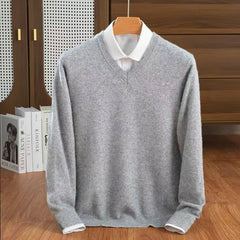 Men's V-Neck Sweater Relaxed Fit Long Sleeve Classic Casual Everyday