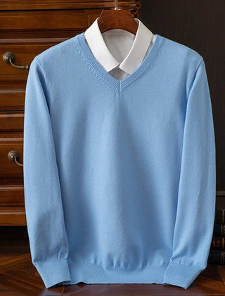 Men's V-Neck Sweater Relaxed Fit Long Sleeve Casual Everyday Layering