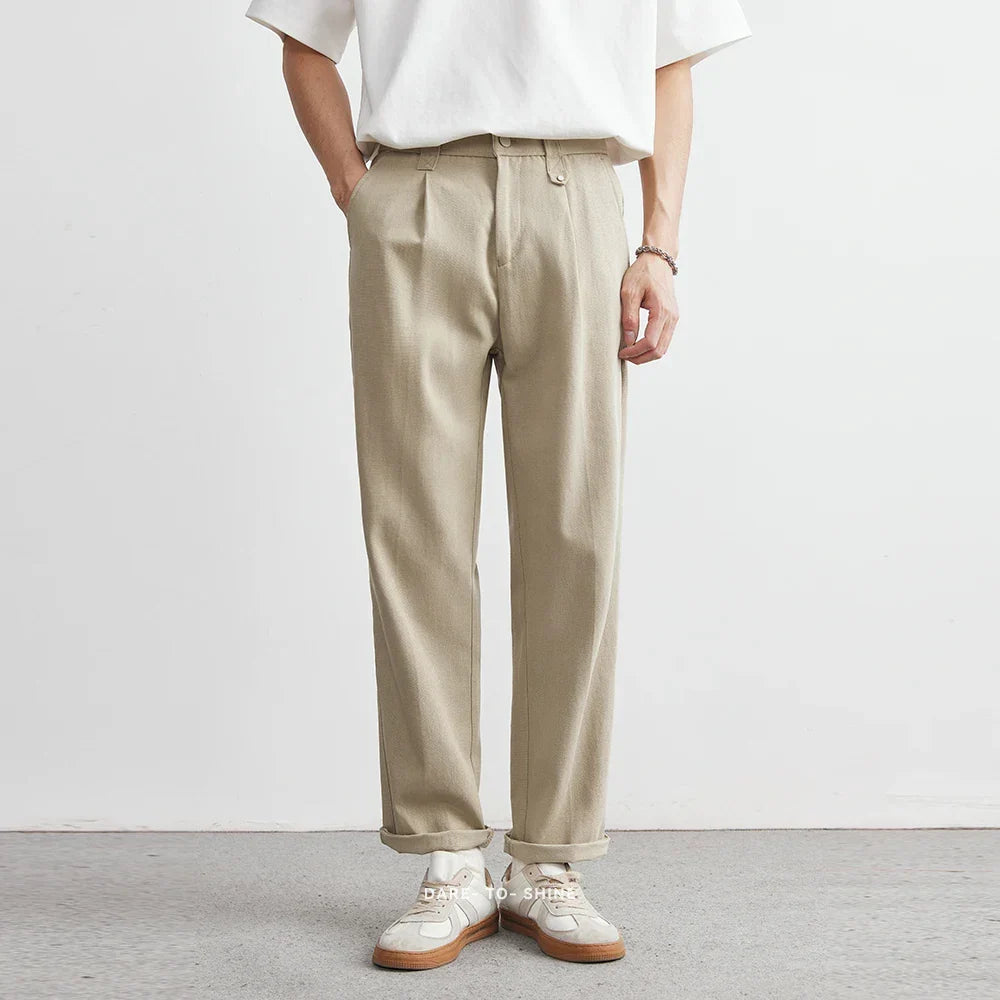 Men's Casual Wide-Leg Pants Relaxed Fit Everyday Smart