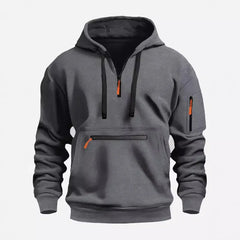 Men's Hooded Zip-Up Sweatshirt Relaxed Fit Long Sleeve Casual Everyday