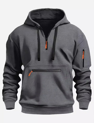 Men's Hooded Zip-Up Sweatshirt Relaxed Fit Long Sleeve Casual Everyday