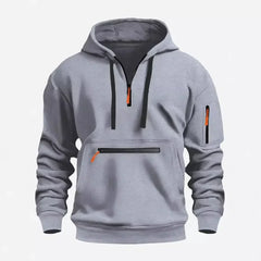 Men's Hooded Zip-Up Sweatshirt Relaxed Fit Long Sleeve Casual Everyday