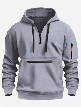 Men's Hooded Zip-Up Sweatshirt Relaxed Fit Long Sleeve Casual Everyday