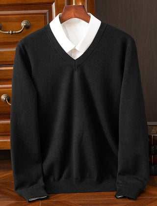 Men's V-Neck Sweater Relaxed Fit Long Sleeve Casual Everyday Layering