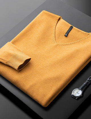 Men's V-Neck Sweater Relaxed Fit Long Sleeve Casual Everyday Layering