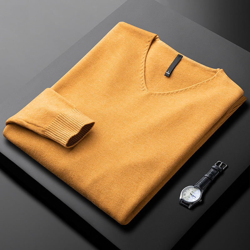 Men's V-Neck Sweater Relaxed Fit Long Sleeve Casual Everyday Layering