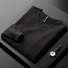 Men's V-Neck Sweater Relaxed Fit Long Sleeve Casual Everyday Layering