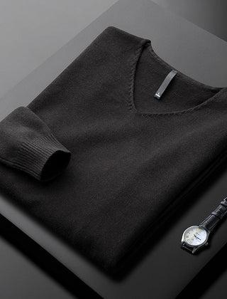 Men's V-Neck Sweater Relaxed Fit Long Sleeve Casual Everyday Layering