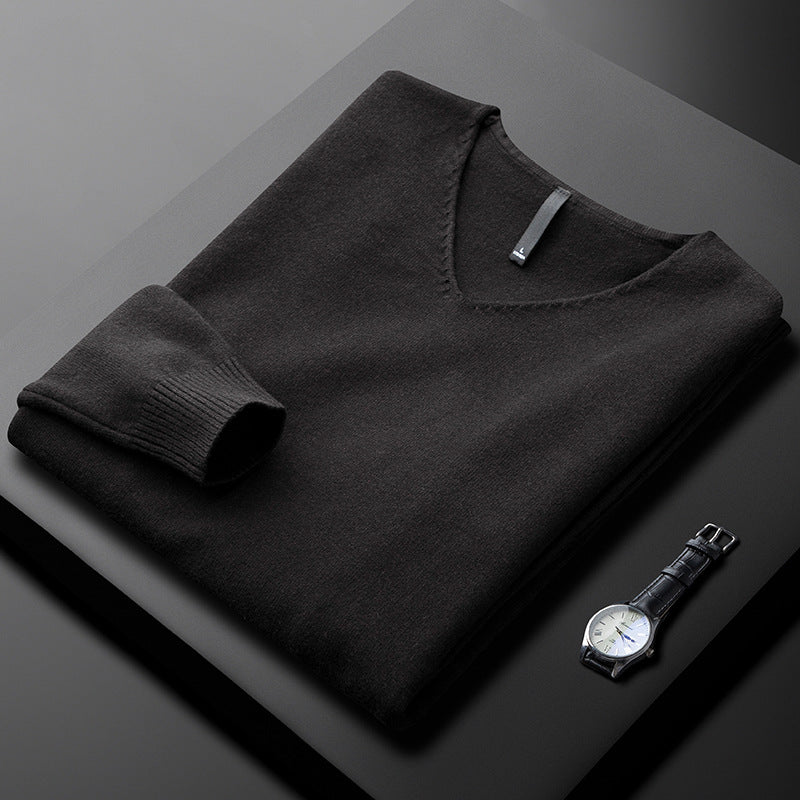 Men's V-Neck Sweater Relaxed Fit Long Sleeve Casual Everyday Layering