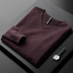 Men's V-Neck Sweater Relaxed Fit Long Sleeve Casual Everyday Layering