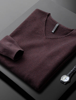 Men's V-Neck Sweater Relaxed Fit Long Sleeve Casual Everyday Layering