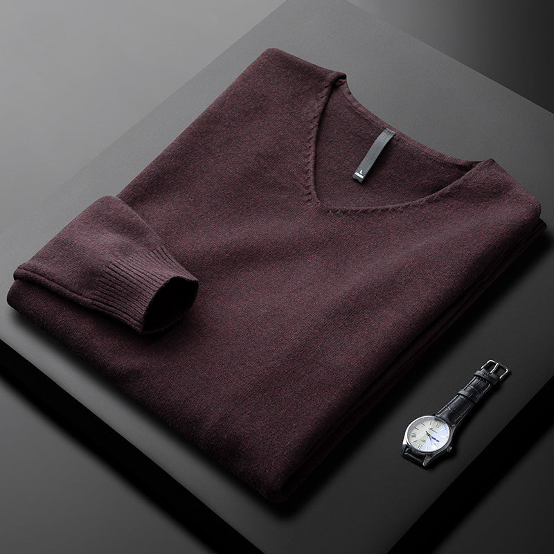 Men's V-Neck Sweater Relaxed Fit Long Sleeve Casual Everyday Layering