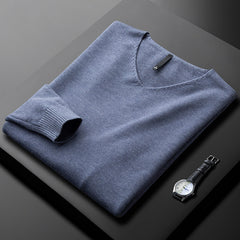 Men's V-Neck Sweater Relaxed Fit Long Sleeve Casual Everyday Layering