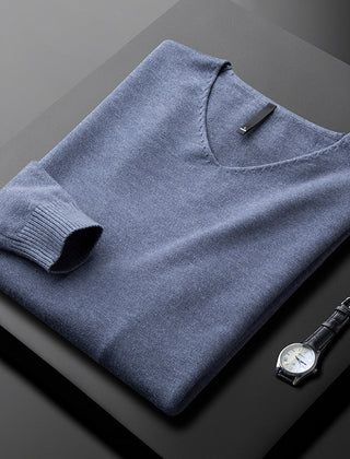 Men's V-Neck Sweater Relaxed Fit Long Sleeve Casual Everyday Layering