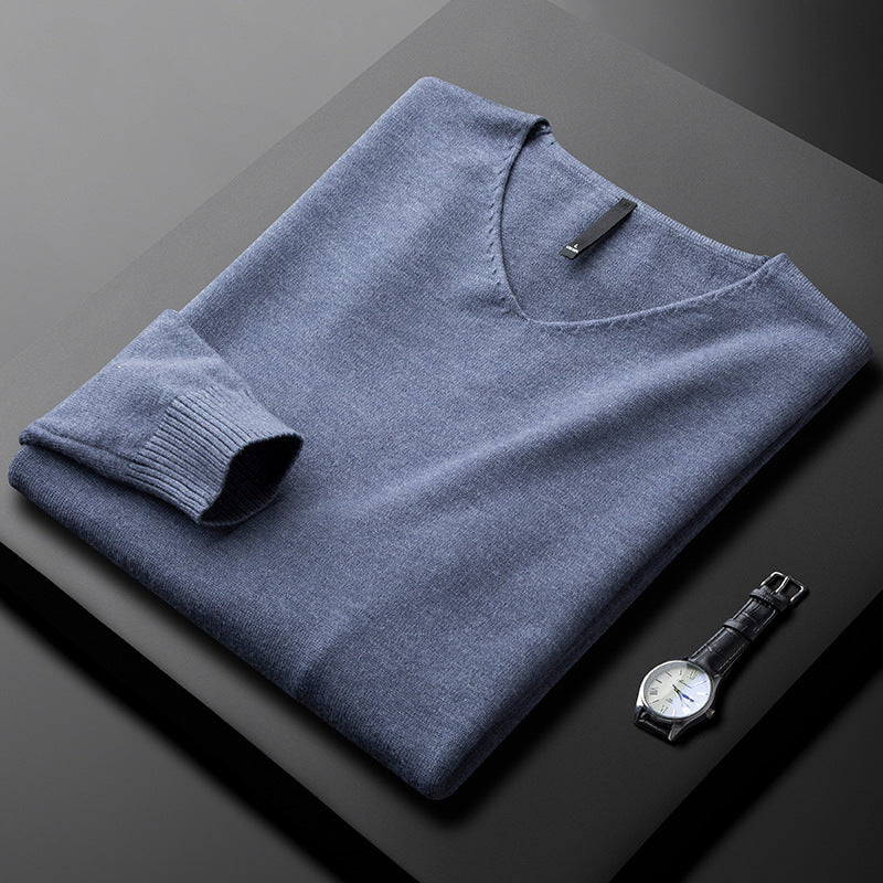 Men's V-Neck Sweater Relaxed Fit Long Sleeve Casual Everyday Layering