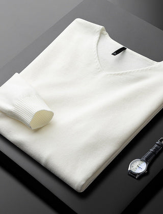 Men's V-Neck Sweater Relaxed Fit Long Sleeve Casual Everyday Layering
