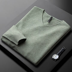 Men's V-Neck Sweater Relaxed Fit Long Sleeve Casual Everyday Layering