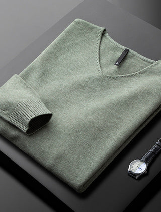 Men's V-Neck Sweater Relaxed Fit Long Sleeve Casual Everyday Layering