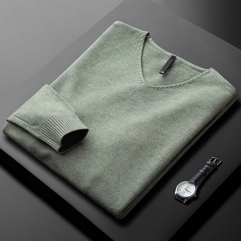 Men's V-Neck Sweater Relaxed Fit Long Sleeve Casual Everyday Layering