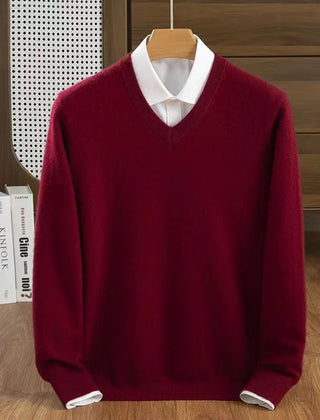 Men's V-Neck Sweater Relaxed Fit Long Sleeve Classic Casual Everyday