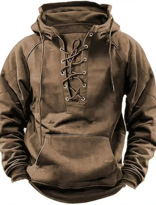 Men's Retro Outdoor Hoodie Relaxed Fit Long Sleeve Pullover Casual Adventure