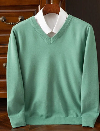 Men's V-Neck Sweater Relaxed Fit Long Sleeve Casual Everyday Layering