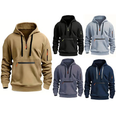 Men's Hooded Zip-Up Sweatshirt Relaxed Fit Long Sleeve Casual Everyday