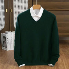 Men's V-Neck Sweater Relaxed Fit Long Sleeve Classic Casual Everyday