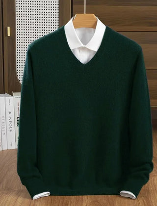 Men's V-Neck Sweater Relaxed Fit Long Sleeve Classic Casual Everyday