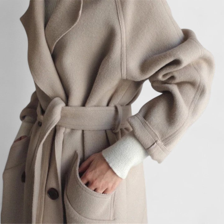 Women's Classic Elegant Coat Tailored Fit Long Sleeve Notched Collar Button-Up Outerwear