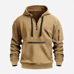 Men's Hooded Zip-Up Sweatshirt Relaxed Fit Long Sleeve Casual Everyday
