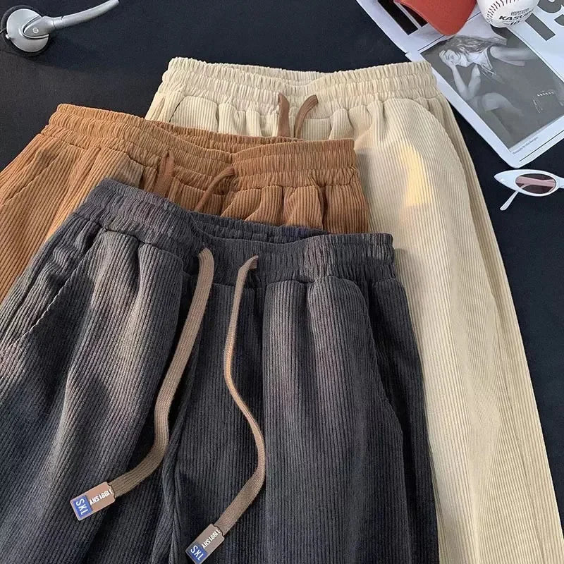 Men's Casual Corduroy Joggers Relaxed Fit Elastic Waist Everyday Wear
