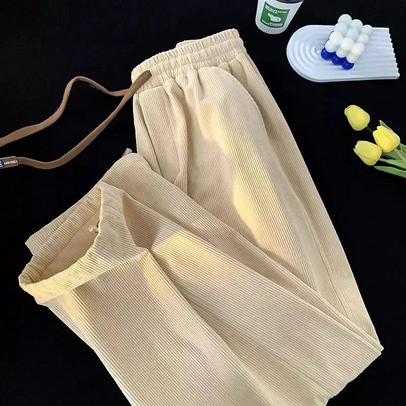 Men's Casual Corduroy Joggers Relaxed Fit Elastic Waist Everyday Wear