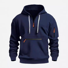 Men's Hooded Zip-Up Sweatshirt Relaxed Fit Long Sleeve Casual Everyday