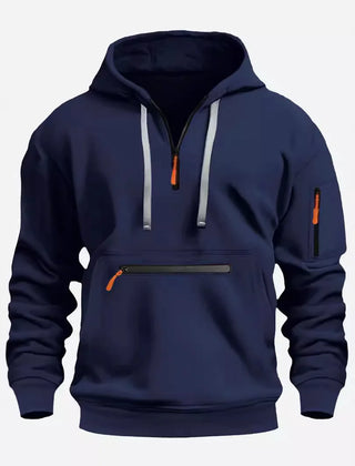 Men's Hooded Zip-Up Sweatshirt Relaxed Fit Long Sleeve Casual Everyday